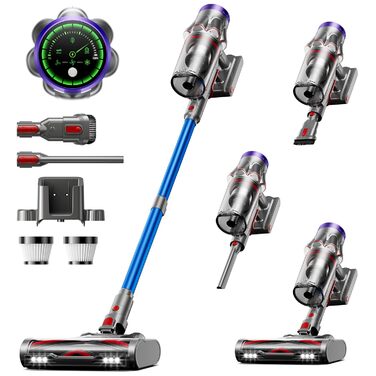 Акумуляторний пилосос 50000 Па, 600 Вт, 65 хв, 1.8 л, бездротовий, для килимів, шерсті тварин, з функцією збору пилу, анти-заплутування, 8-ступінчастий фільтр