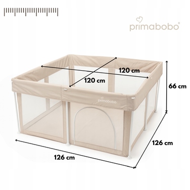 Дитяче манеж-кожунок Primabobo TINA, складаний туристичний, великий (126x126 см), бежевий
