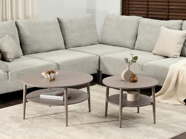 Журнальний стіл Mebel-Partner круглий, 60 x 60 x 45 см, відтінки бежевого