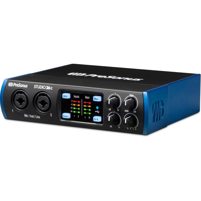 Аудіоінтерфейс PreSonus Studio 24c USB-C для запису, стрімінгу та подкастингу з пакетом програмного забезпечення (Studio One Artist, Ableton Live Lite)