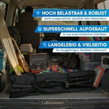 Ліжко кемпінгове розкладне NORDMUT® з матрацом, до 200 кг - преміум гостьове ліжко для кемпінгу, саду, відпочинку (антрацит)