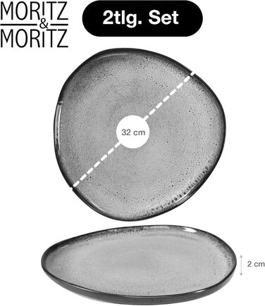 Moritz & Moritz ORGANIC: Набір посуду на 12 осіб (36 предметів) - елегантний набір з високоякісного кераміки (сірий)