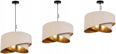 Світильник підвісний Light-Home Milan Elegant, дизайнерський металевий з велюровим абажуром, сучасна люстра для вітальні, спальні, їдальні, 1 лампа, бежевий і сірий