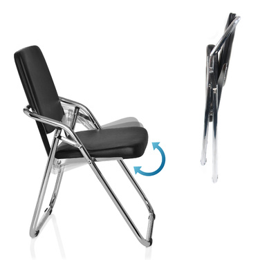 Конференц-стілець / стілець для відвідувачів ESTO PU, чорний, hjh OFFICE
