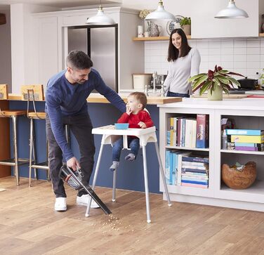 Акумуляторний ручний пилосос BLACK+DECKER Dustbuster Smart Tech 36 Вт/18 В, циклонний, 2 режими, з висувною щілинною насадкою, титан/срібло/чорний, з зарядним кабелем