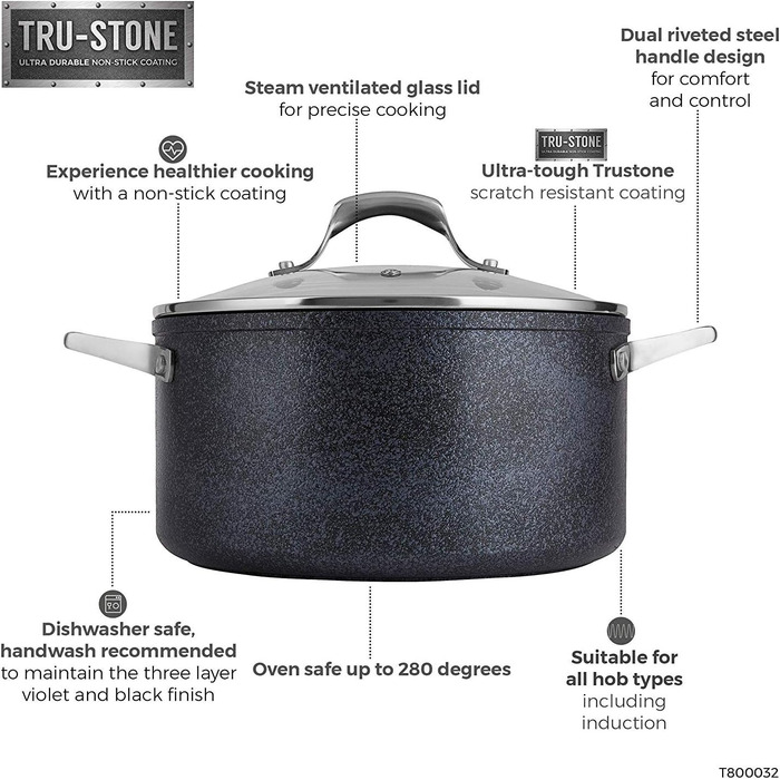 Набір сковорідок Tower TruStone Aluminium Violet Black, 3 предмети (Форма для запікання)