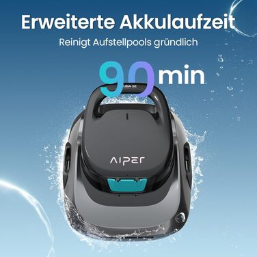 Робот-пилосос для басейну AIPER бездротовий, до 80 м², з автопаркуванням, сірий