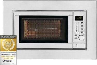 Вбудована мікрохвильова піч Exquisit EMW 19-7 G, 900 Вт, гриль, 5 режимів, срібляста