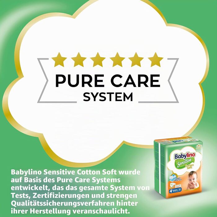 Дитячі підгузки Babylino Sensitive Maxi Plus, розмір 4+ (10-15 кг), 138 шт. — гіпоалергенні