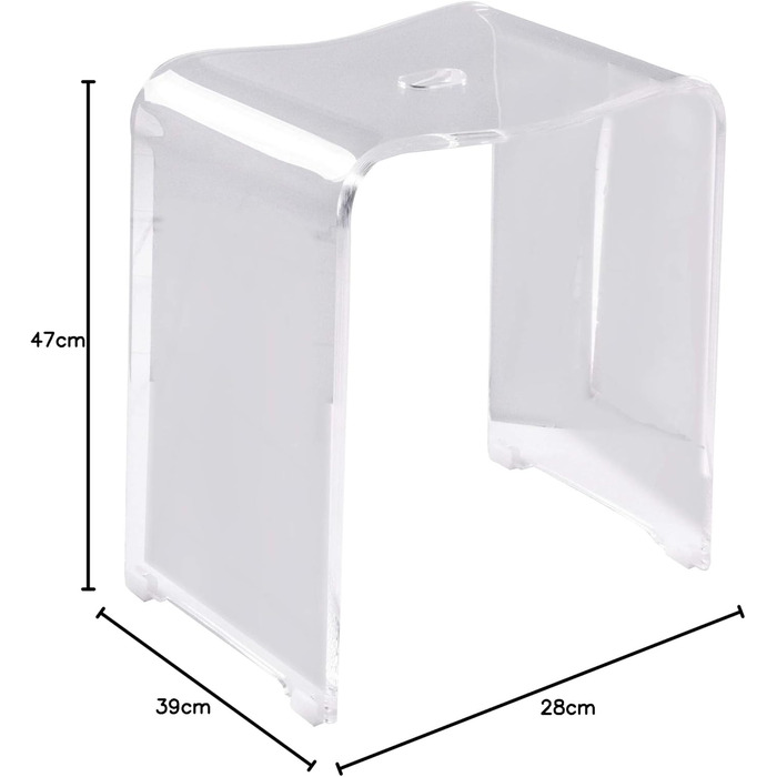 RIDDER Trendy Bad-Hocker, акриловий табурет для ванної кімнати, прозорий, 39 x 47 x 28 см