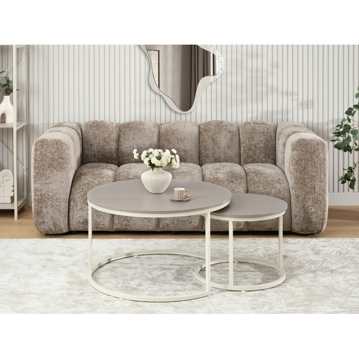 Круглий кавовий столик Mebel-Partner, 80 x 80 x 48,5 см, кремовий, відтінки бежевого