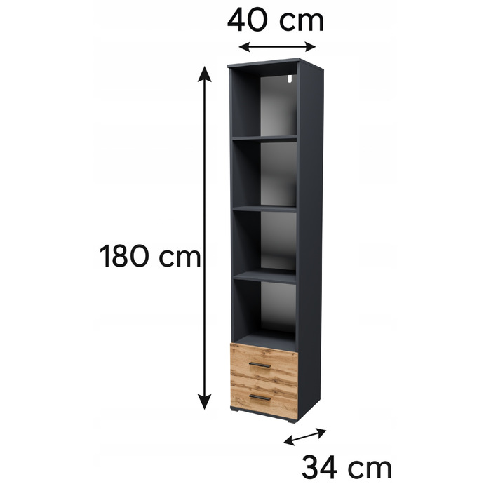 Стелаж Matkam 40 x 180 x 34 см, дуб вотан/графіт