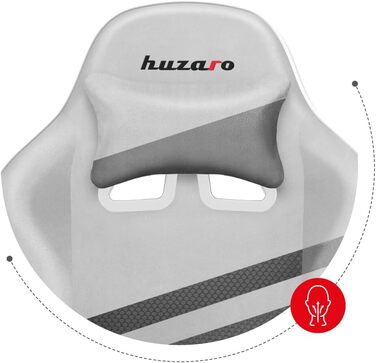 Ігрове крісло Huzaro Force 4.4 White Mesh, ергономічне, з підголівником і поперековою подушкою, до 130 кг, регулювання висоти, гойдалка, тканина, біле