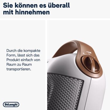 Керамічний обігрівач De'Longhi HFX30C18.AG, мобільний конвектор 1800 Вт, 2 рівні потужності, функція Anti-Frost