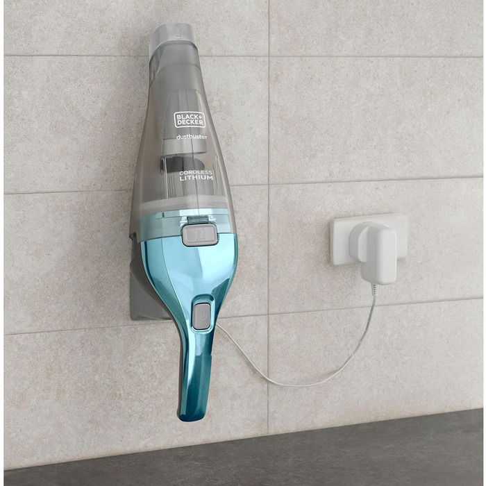 Пилосос ручний Black & Decker NVC220WBC-QW, 15.5 Вт, 385 мл, хром та синій