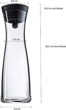 Скляна карафа для води WMF Basic, 1 літр з кришкою, Silikondeckel, CloseUp-Verschluss