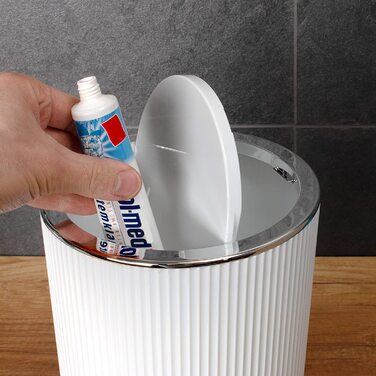 Косметичний відро bremermann GAVELLO з маятниковою кришкою, пластикове, 5,5 л, біле, для ванної кімнати