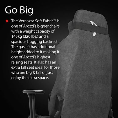 Крісло ігрове Arozzi Vernazza Soft Fabric темно-сіре, розмір L