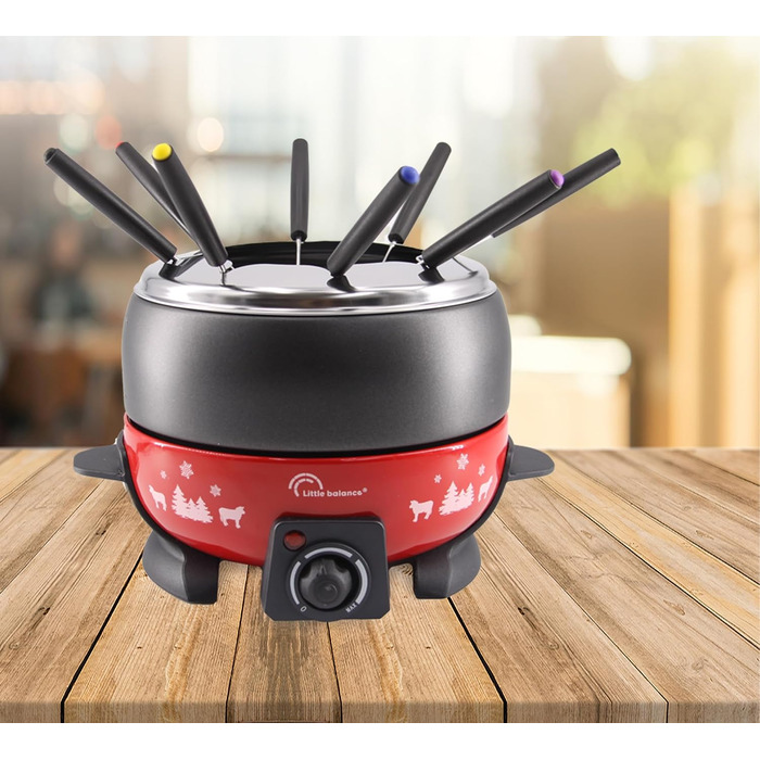 Електричний пристрій для фондю LITTLE BALANCE Happy Fondue 8 Meuuuh, антипригарне покриття, 2 л, 800 Вт, червоний