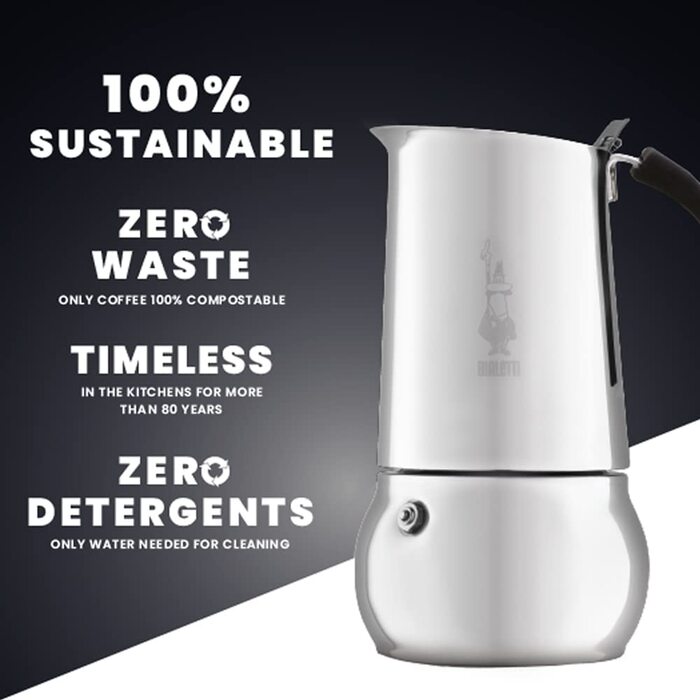 Bialetti Kitty 6 чашок кавоварка гейзерна з нержавіючої сталі 0.3 л срібляста