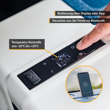 Автомобільний компресорний холодильник First Austria 43л (-20°C) Bluetooth, 12/24V, 100-240V, синьо-сірий