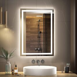 Дзеркало для ванної кімнати з LED підсвічуванням, 90 x 60 см, Anti-Fog, IP44, вертикальне/горизонтальне