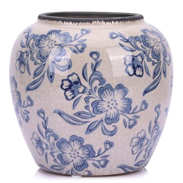 Ваза керамічна Blau-weiße Chinoiserie 27.9 см вінтажна для квітів та декорацій в стилі рустик, блакитна ваза для букета