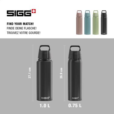 Спортивна алюмінієва пляшка для води SIGG WMB ONE, герметична, підходить для газованих напоїв, BPA-free, чорна, 0.75 л