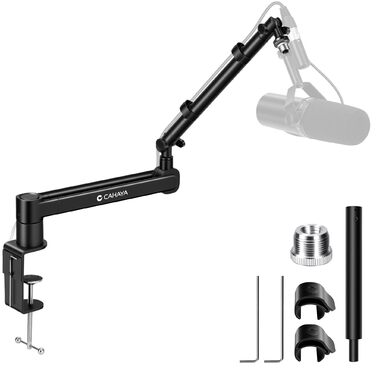 CAHAYA Мікрофонний стійкий кронштейн Boom Arm Professional: Регульований мікрофонний кронштейн з подовжувачем, дизайн під монітор для стрімінгу та запису, вантажопідйомність до 2.5 кг