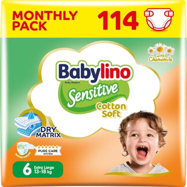 Дитячі підгузки Babylino Sensitive розмір 5 Junior (11-16 кг), 132 шт.