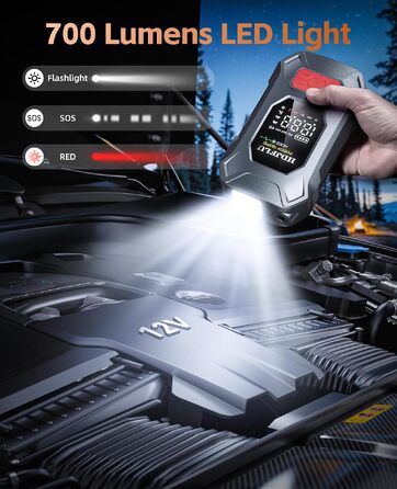 Пусковий пристрій Jump Starter 7500A з компресором 180 PSI та Powerbank 24000mAh для бензинових та дизельних авто (до 10.0L), PD65W, LED-дисплей