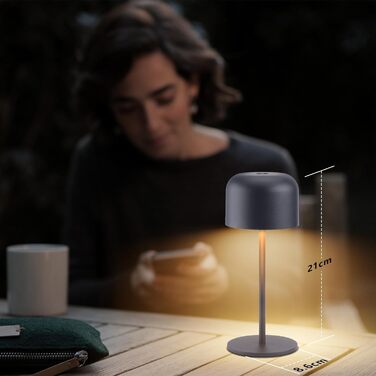 Klighten Набір з 2-х бездротових LED настільних ламп з акумулятором, димуванням, IP54, 21 см, USB-C, для дому та вулиці, антрацит, 3000K-6000K, тепле/нейтральне/холодне світло