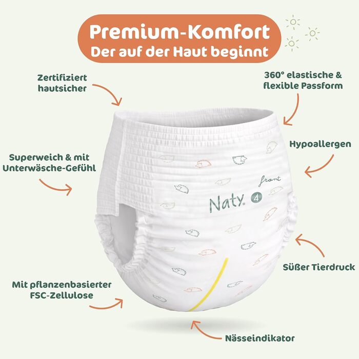 Підгузки-трусики Naty FreeMovers, розмір 5 (12–18 кг), 80 шт
