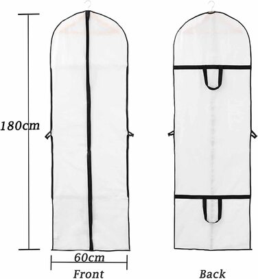 Чохол для одягу Niviy 60x180 см, прозорий дихаючий, для костюмів, суконь, пальт, чорний, 3 шт.