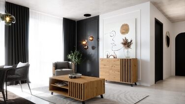 Комод Newroom з дикого дуба та антрациту, сучасний вінтаж, 118x85x40 см, для вітальні, спальні, коридору, їдальні