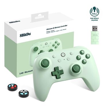8BitDo Ultimate 2C: Бездротовий контролер для ПК Windows та Android, 1000 Гц, Hall-ефект, Turbofunktion (Зелений)