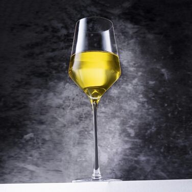 Набір з 2 кришталевих келихів для білого та червоного вина GLASKEY, 450 мл, тонкостінні, довга ніжка, ручна робота, підходять для посудомийної машини