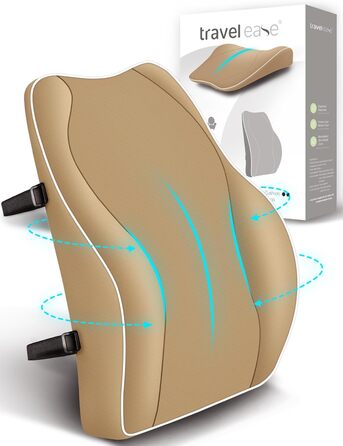 Ергономічна подушка для спини з піни Memory Foam Travel Ease, ортопедичне лемденне сидіння для офісного та комп'ютерного стільця, антистатичний гіпоалергенний чохол, для комфортної постави, колір хакі