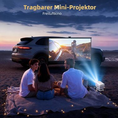 Smart-проектор Beamer 4K Full HD 1080P для домашнього кінотеатру, 700 ANSI люмен, Netflix, Dolby Audio, автофокус та автоматична корекція трапеції, короткофокусний, білий