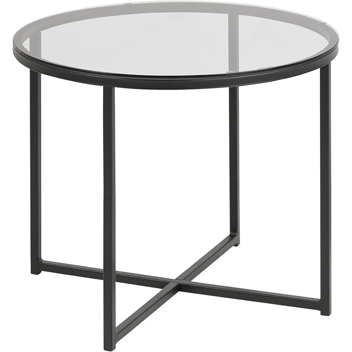 Скляний круглий журнальний столик AC Design Furniture Gurli, 55x55x45 см, прозорий/чорний, метал та скло