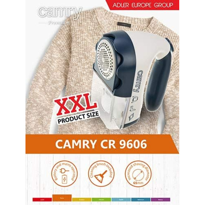 Машинка для видалення катишків CAMRY CR 9606, акумуляторна/мережева, нержавіюча сталь, 1,5 Вт, синя
