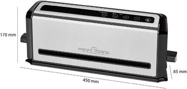 ProfiCook PC-VK 1080 Вакуумний пакувальник з насосом для Sous Vide | 12 л/хв, нержавіюча сталь, 10 пакетів