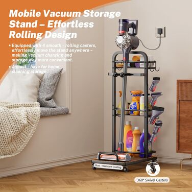 Стійка для акумуляторного пилососа Dyson Gen5 V15s/V15/V12/V11/V10/V8/V7/V6 - металева підставка з коробкою для зберігання аксесуарів