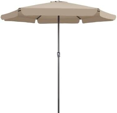 Парасолька від сонця Kingsleeve з UV-захистом 80+, велика садовий зонт для балкона та пляжу 330 см, водовідлива, з котушкою та алюмінієвим каркасом (Taupe, без LED)