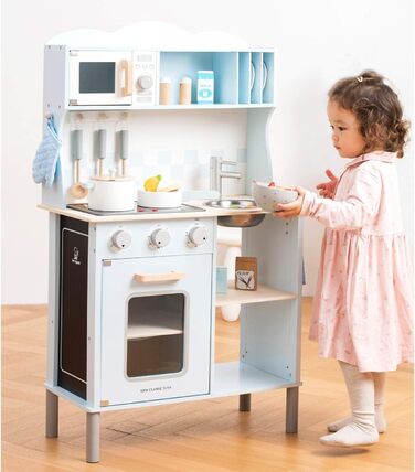 Дитяча кухня New Classic Toys 11065, сучасна, з плитою, синя, багатобарвна