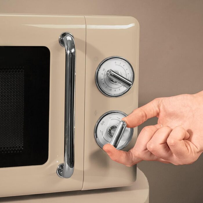 Мікрохвильова піч Cecotec Proclean 3010, 20 л, 700 Вт, механічне керування, ретро-дизайн, бежевий, 6 режимів, таймер 30 хв, режим розморожування, сталевий корпус
