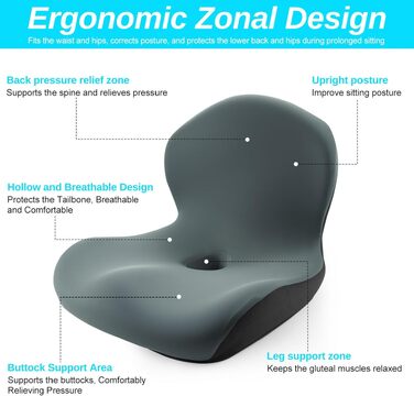 Подушка для спини та сидіння з Memory Foam L-подібна, з підтримкою попереку, для офісного крісла, темно-зелена - зняття болю в спині та куприку