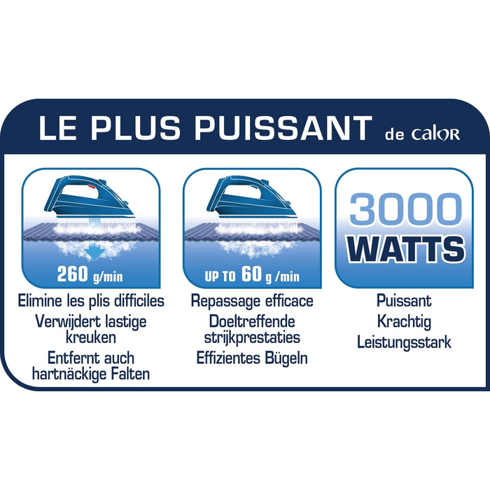 Парова праска Calor Ultimate Pure 3000 Вт, 260 г/хв, резервуар 350 мл, чорна/золота, ефект пресування