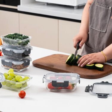Набір скляних контейнерів для їжі Igluu Meal Prep (10 шт) — 370 мл та 1050 мл, герметичні ланч-бокси для зберігання продуктів
