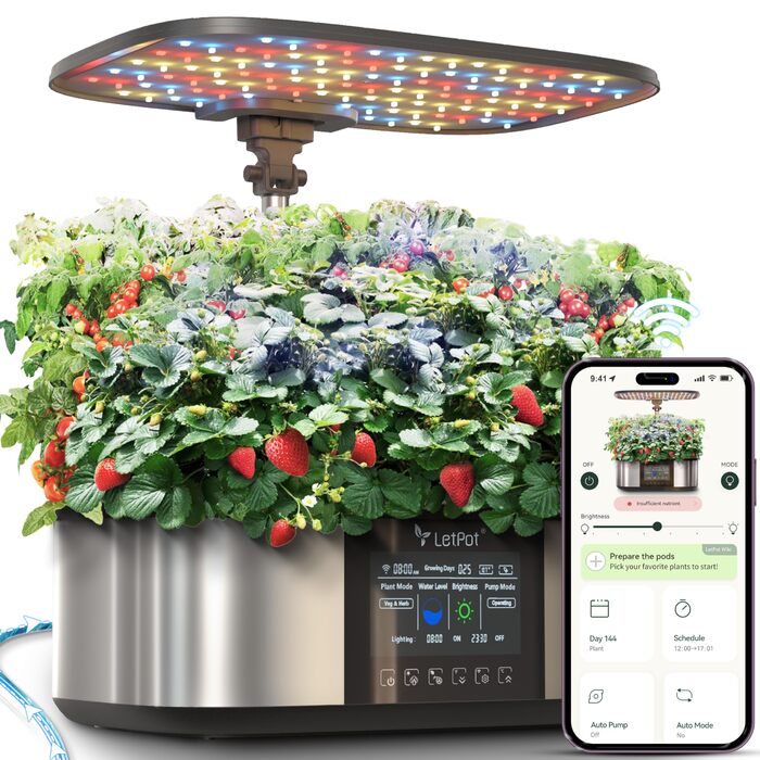 LETPOT LPH-MAX: Система гідропоніки WiFi для вирощування трав, 21 капсул, LED-освітлення 36W, 5.5L, автоматичний таймер, для дому